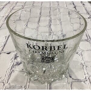 Korbel Champagne Cut Glass Ice Bucket. 5.5” Tall 6” wide. Weight 2.5 lbs.